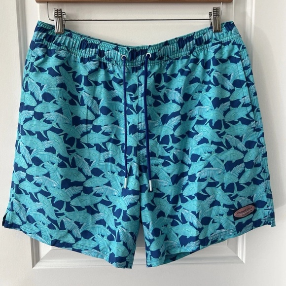 Vineyard Vines Tuna Palm 7 Inch Printed Chappy Swim Trunks Size Large